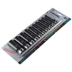 10 Piece 1/2 Drive 6-Point Metric, Deep Socket Set Dual Action