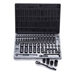 59 Piece 3/8 Drive 12-Point Metric & Imperial, Standard & Deep Socket Set Dual Action