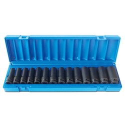 14 Pieces 1/2 Drive 6-Point Metric Deep Socket Set