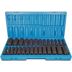 28 Piece 1/2" Drive 6-Point Metric & Imperial Deep Impact Socket Set