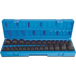 28 Piece 1/2" Drive 6-Point Metric & Imperial Impact Socket Set