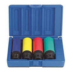 4 Piece 3/8" Drive 6-Point Wheel Nut Impact Socket Set