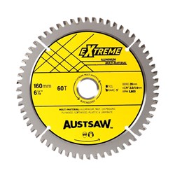 Austsaw - 160mm (6 1/4in) Aluminium Blade Triple Chip - 20/16mm Bore - 60 Teeth