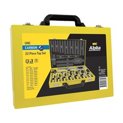Alpha Tap Set UNC Carbon 1/4in - 1in 22 Piece Metal Box