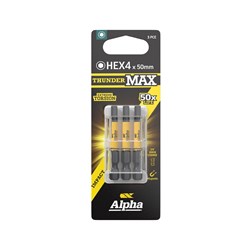 ThunderMax HEX4 x 50mm Impact Power Bit Carded | 3 Pack