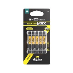ThunderMax HEX5 x 50mm Impact Power Bit Carded | 5 Pack