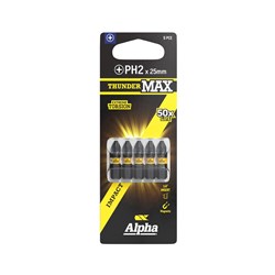 ThunderMax PH2 x 25mm Impact Insert Bit Carded | 5 Pack