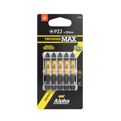 ThunderMax PZ2 x 50mm Impact Power Bit Carded | 5 Pack