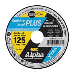 Alpha Stainless Steel Plus | 125 x 1.6mm Cutting Disc - 25 Pack