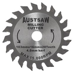 Austsaw - 103mm (4in) 4mm Milling Cutter Blade - 16mm Bore - 20 Teeth