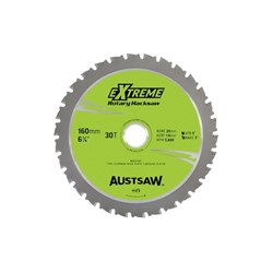 Austsaw - 160mm (6 1/4in) Rotary Hacksaw Blade - 20mm Bore - 30 Teeth