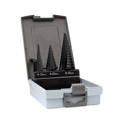 ThunderMax Step Drill Set Straight Flute incl 4-12mm, 4-20mm & 6-30mm Metric Plastic Box