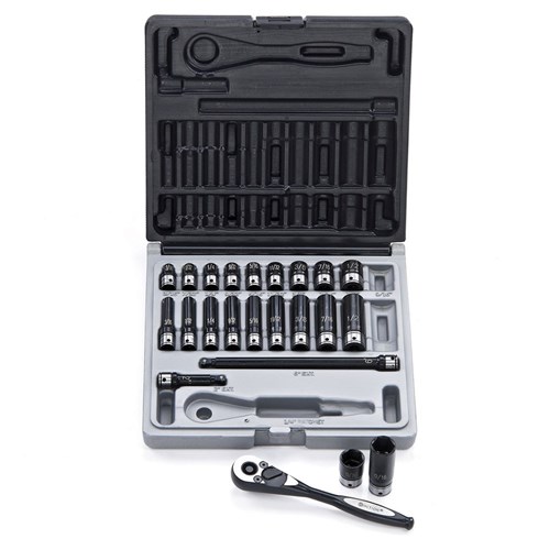 23 Piece 1/4 Drive 6-Point Imperial, Standard Socket Set Dual Action