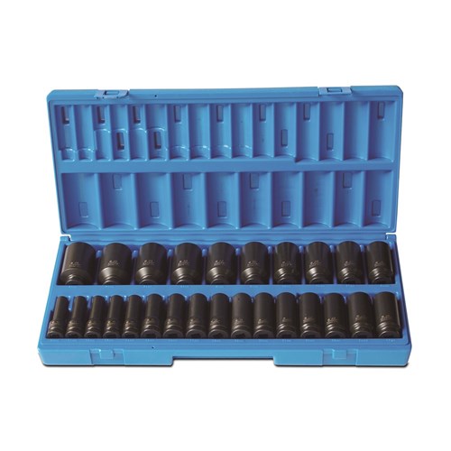 26 Pieces 1/2 Drive 6-Point Metric Deep Socket Set