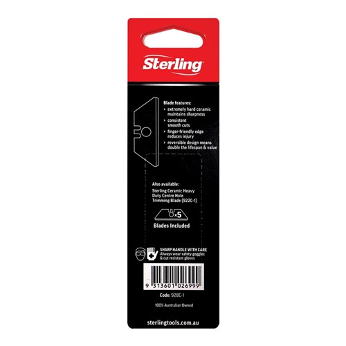 Sterling Ceramic Heavy Duty Rounded Tip Blade with Centre Hole (x5)
