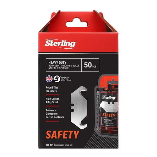 Safety Heavy Duty Rounded Tip Hooked Blade Dispenser (x50)