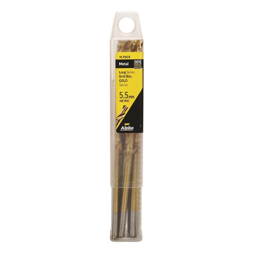 5.5mm Long Series Drill Bit - Gold Series (OAL 152mm) Bulk 10 Pack
