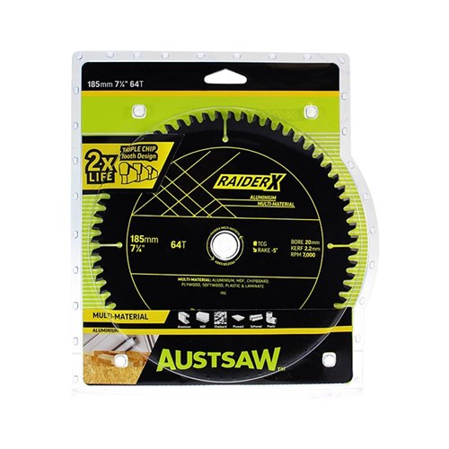 Austsaw RaiderX Aluminium Multi Material Blade | 185mm x 20 x 64T