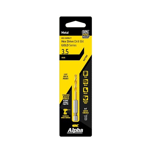3.5mm Hex Shank Quick Release Drill Bit - Gold Series