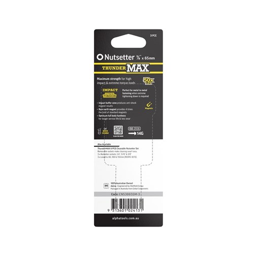 ThunderMax 3/8in x 65mm Impact Magnetic Nutsetter Carded | 3 Pack