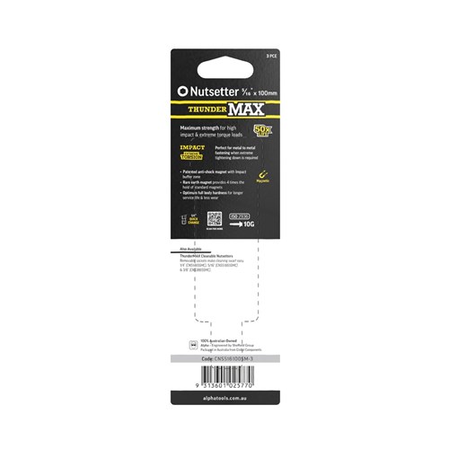 ThunderMax 5/16in x 100mm Impact Magnetic Nutsetter Carded | 3 Pack