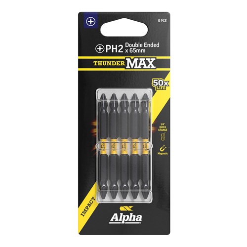 ThunderMax PH2 x 65mm Impact Double Ended Bit Carded | 5 Pack