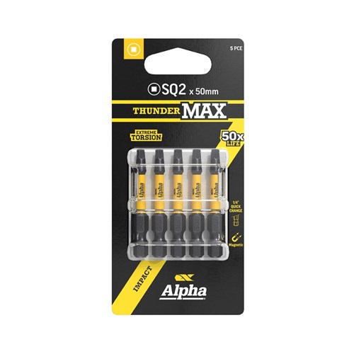 ThunderMax SQ2 x 50mm Impact Power Bit Carded | 5 Pack