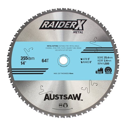 Austsaw RaiderX Metal Blade 355mm x 25.4 x 64T