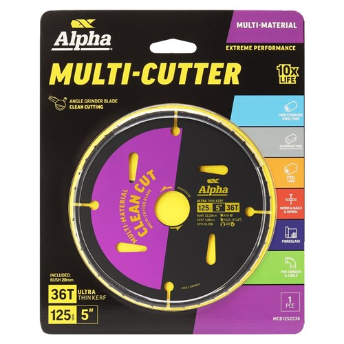 Alpha 125mm TCT Multi Cutter Blade 36T - 22mm Bore
