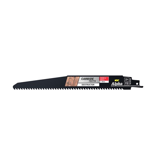 Alpha Carbide Teeth TCT Destructor Wood & Nails Recip Blade | 6 TPI - 228mm