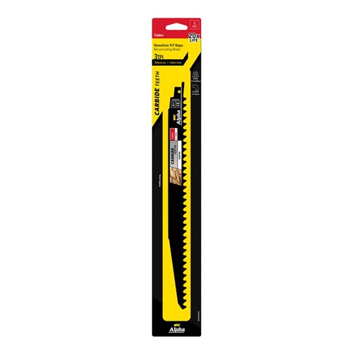 Alpha Carbide Teeth TCT Rippa Timber Recip Blade | 3 TPI - 304mm