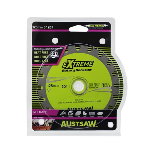 Austsaw - 125mm (5in) Rotary Hacksaw Blade - 22.2mm Bore - 20 Teeth