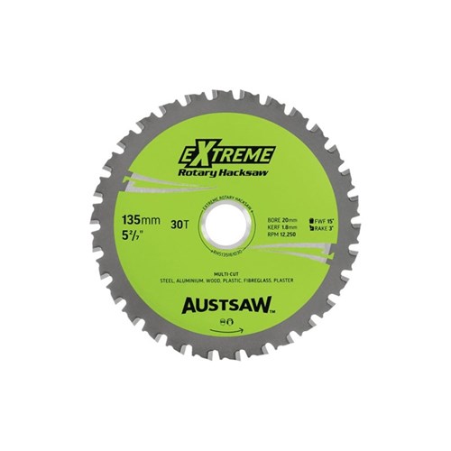 Austsaw - 135mm (5.3in) Rotary Hacksaw Blade - 20/16/10mm Bore - 30 Teeth