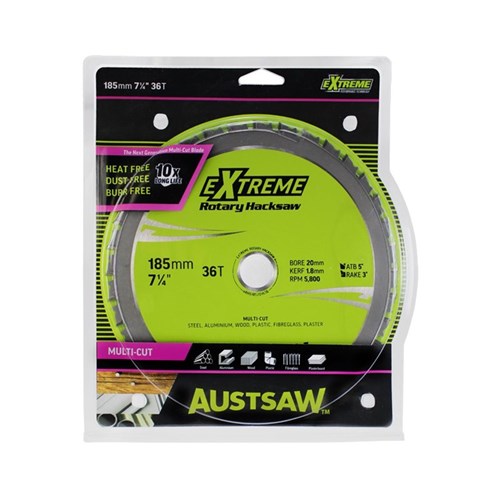 Austsaw - 185mm (7in) Rotary Hacksaw Blade - 20/16mm Bore - 36 Teeth