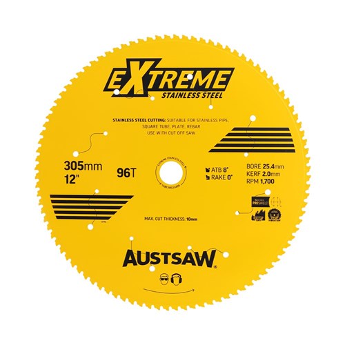 Austsaw Extreme Stainless Steel Blade | 305mm x 25.4 x 96T
