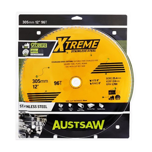 Austsaw Extreme Stainless Steel Blade | 305mm x 25.4 x 96T