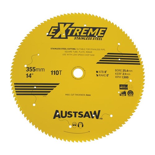 Austsaw Extreme Stainless Steel Blade | 355mm x 25.4 x 110T